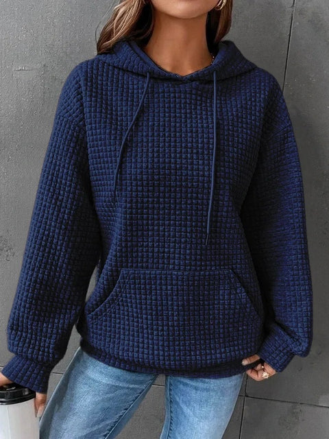 Loose pullover hooded long-sleeved sweater women's drawstring shoulder kangaroo pocket hoodie m301919