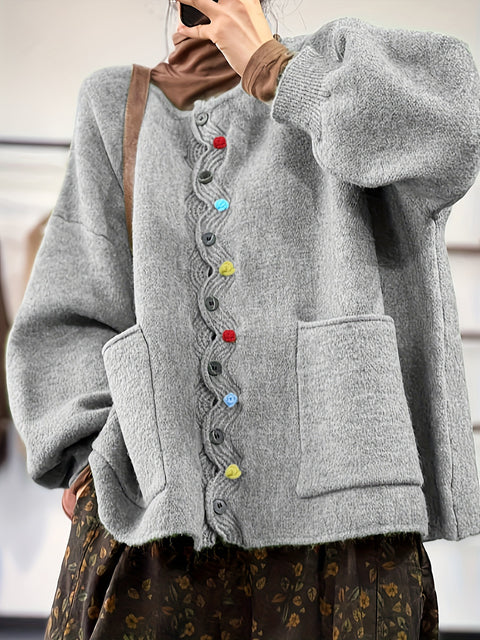 Wool jacket large size loose cardigan top women's m302033