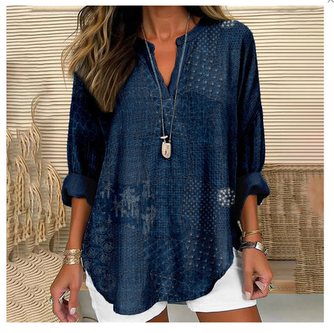 Loose printing round neck casual large size pullover women's clothing T m301359
