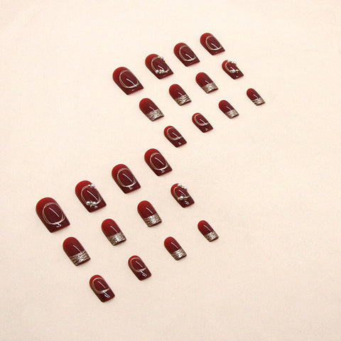 Burgundy sparkling diamond New Year red fire manicure glitter gold powder m55010558