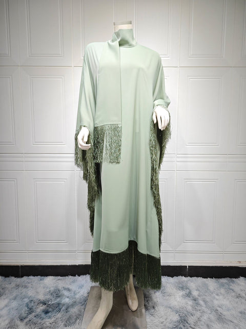 Ladies Bat Sleeve Tassel High Fashion Dress Party Dress m301183