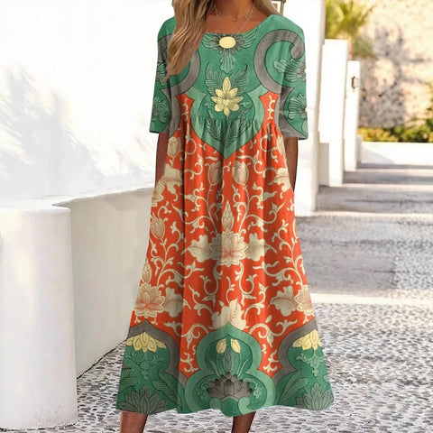 Fashion digital print big wide dress m302128