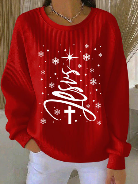 Knitted top snowflake christmas tree mix and match casual commuter sweater m302212