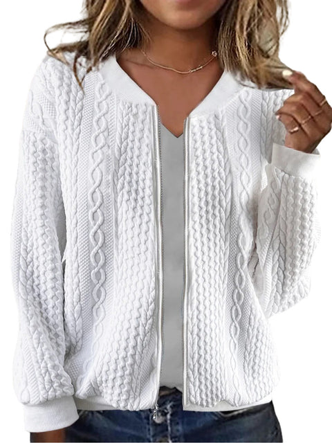 Zipper twist long-sleeved sweater jacket baseball women m300406