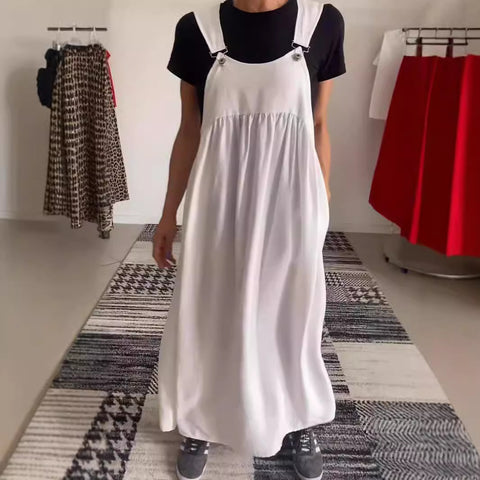 Women's suspender cotton and linen dress long dress women's m302498