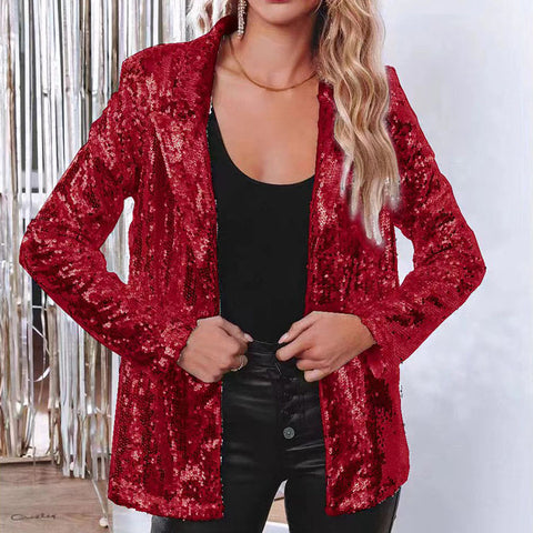 Cardigan lapel long-sleeved sequined casual blazer women's m302519