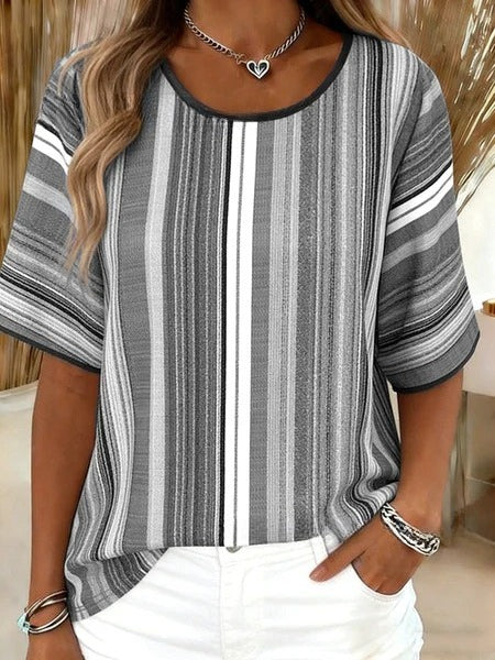 Lockeres T-Shirt Damen Rundhals-Top m303073-4