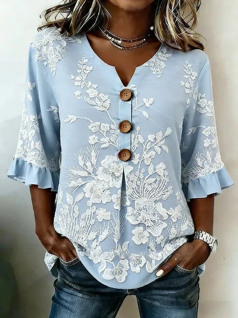 3D digital printing floral pattern women's long-sleeved buckle cardigan top m302703