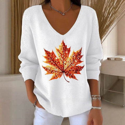Halloween printed women's V-neck imitation sweater m302107