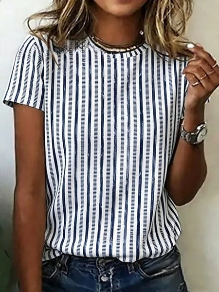 Lockeres T-Shirt Damen Rundhals-Top m303073-4